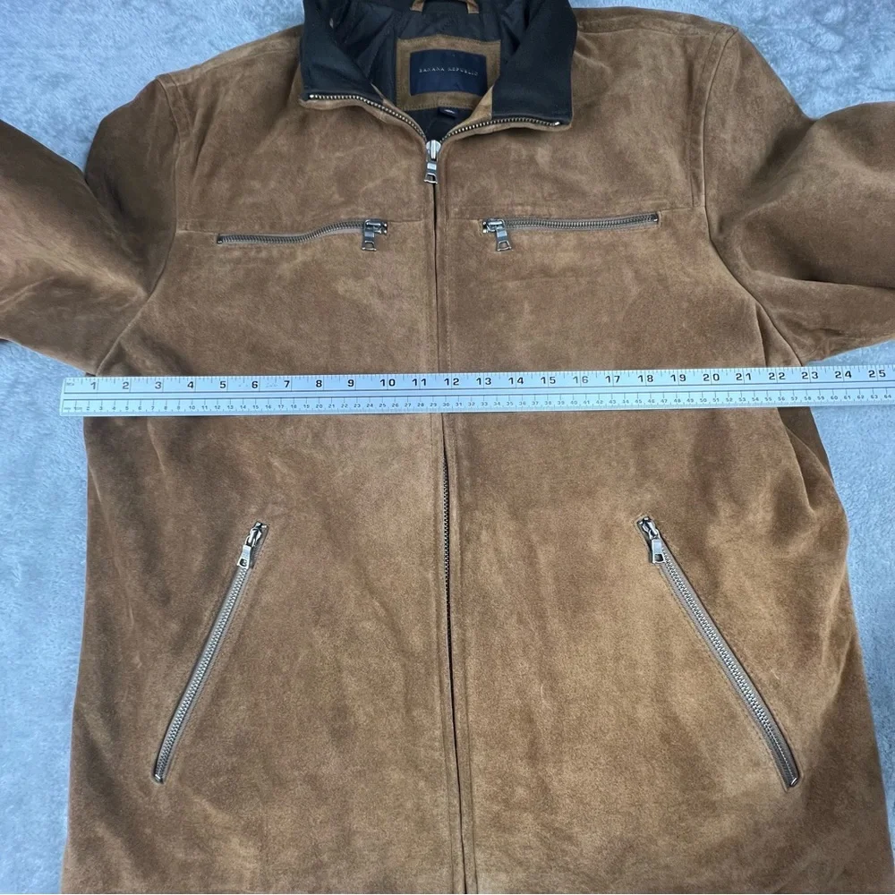 Vintage Banana Republic Suede Leather Jacket Mens Size XL Tan Moto Lined Y2K